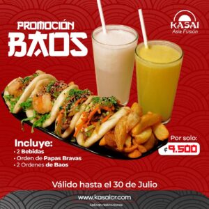 Orden de 2 Baos / Papas Bravas / 2 Bebidas Naturales